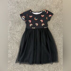 Wonder nation girls black with rainbow graphic tulle dress size 7/8